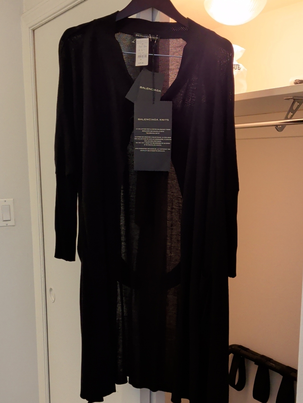 Balenciaga Black Long Open-Front Knit Duster